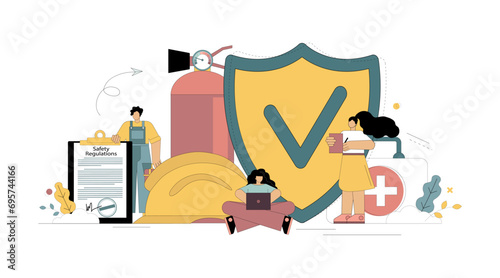 OSHA Concept. Occupational Safety and Health. A service that protects an employee from health and safety hazards at work