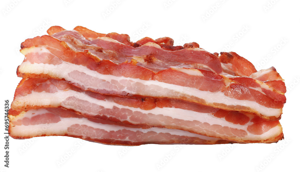 Delicious cooked bacon slices, cut out Delicious cooked bacon slices, cut out