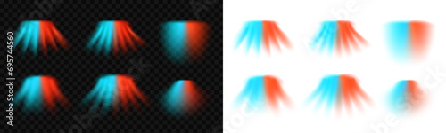Blue and red air flow wave effect. Design element for visualizing warm and cold air flowing. Isolated on transparent png background