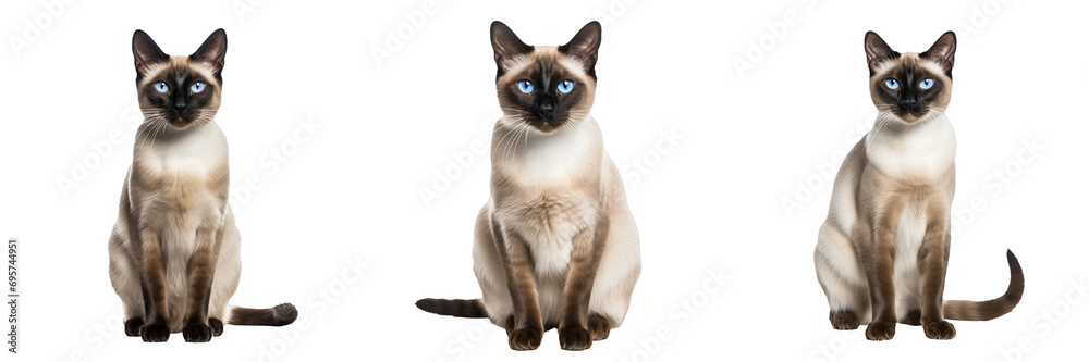 Feline Eleganza: Siamese Cat Silhouette Pack on Transparent Background