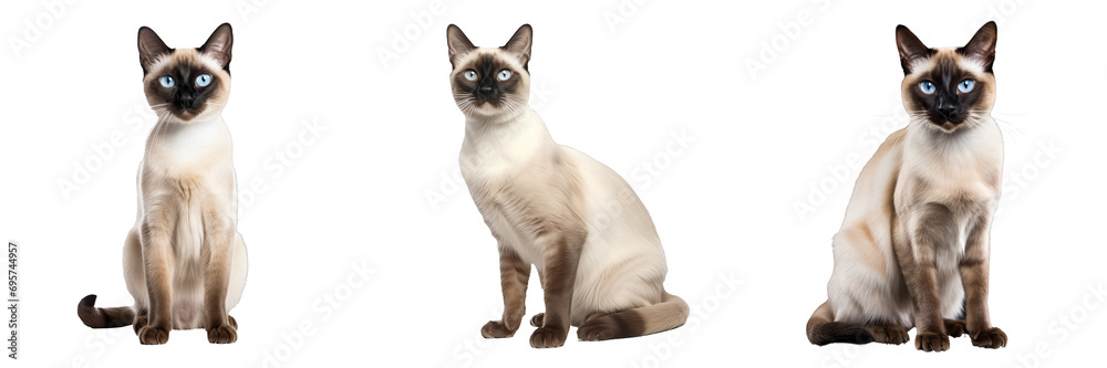 Graceful Siamese Cat Showcasing Full Body in Transparent Background