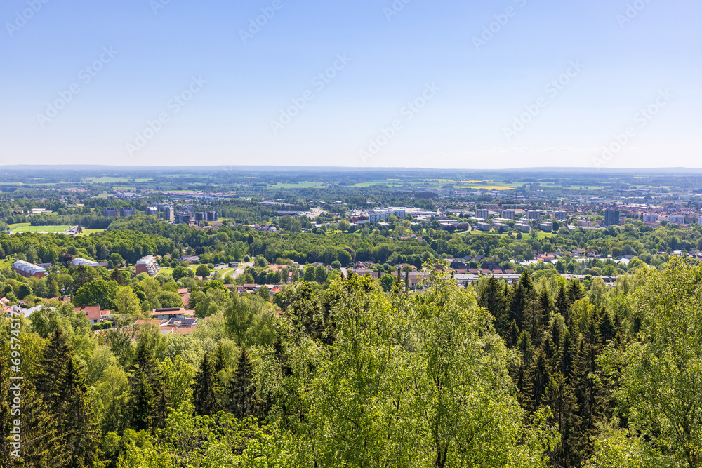 Aerial view of a Swedish city in the summer