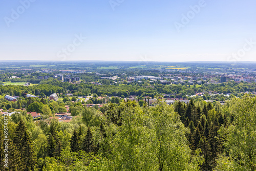 Aerial view of a Swedish city in the summer