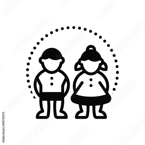 Black solid icon for children 
