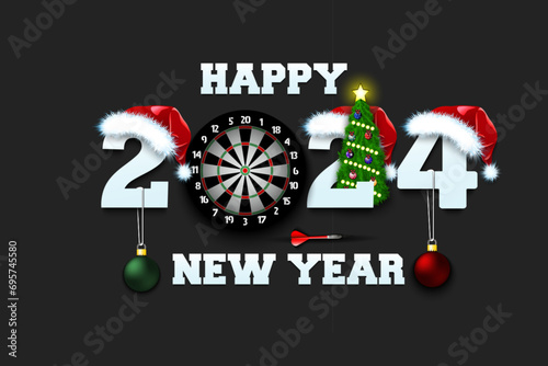 Happy New Year 2024 and dartboard