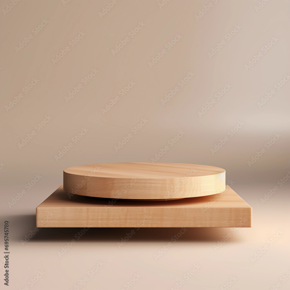 Wooden product display podium with brown background, Minimalistic nature background, Template design for cosmetics, beauty, nature product showcase, poster, banner, cover design, AI generated. Wooden product display podium with brown background, Minimalistic nature background, Template design for cosmetics, beauty, nature product showcase, poster, banner, cover design, AI generated.