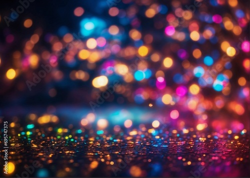 Multicolor Bokeh, Blurry Lights, and Rainbow Confettis in the Night Cityscape