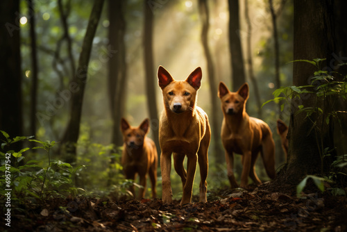 A pack of Dholes, also known as Asiatic wild dogs, in their natural habitat © Veniamin Kraskov