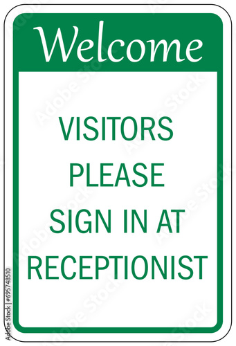 Check in sign and labels visitors please sign in at receptionist