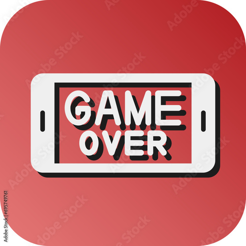 Game Over Vector Glyph Gradient Background Icon Design