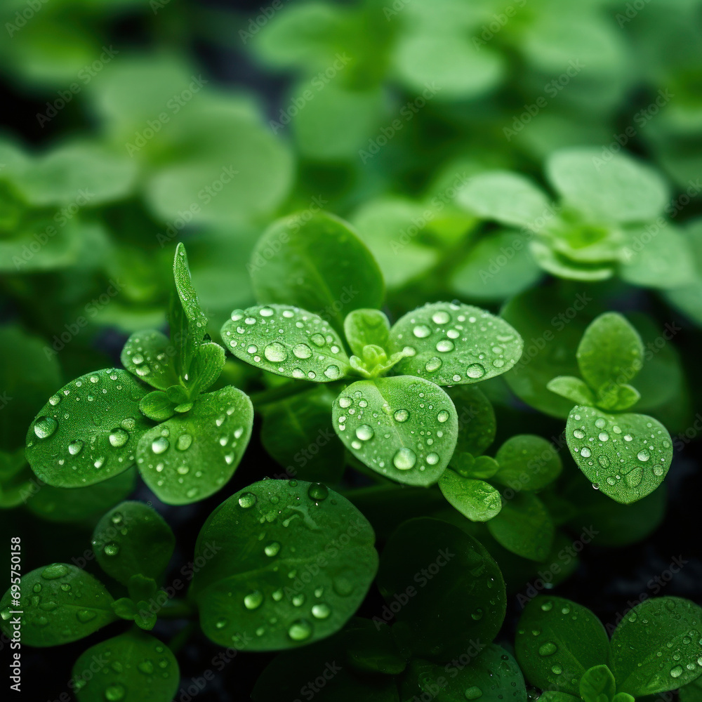 Background of Fresh oregano with water drops on nature.