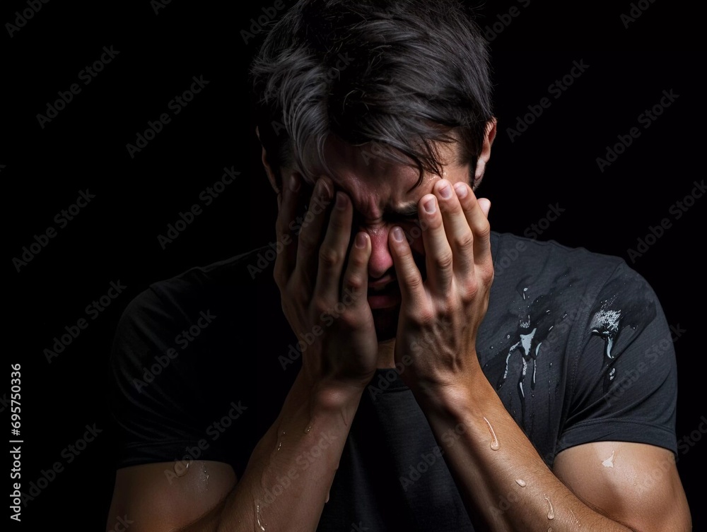 Portrait of sad, crying man in business suit. Unhappy young man. Portrait of sad, crying man in business suit. Unhappy young man.