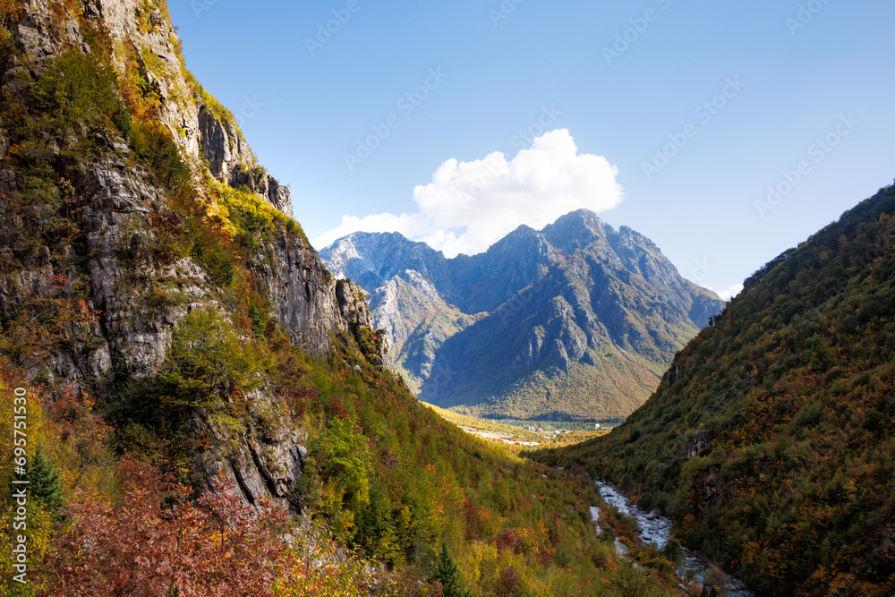 Mountains of the Albanian Alps in Autumn