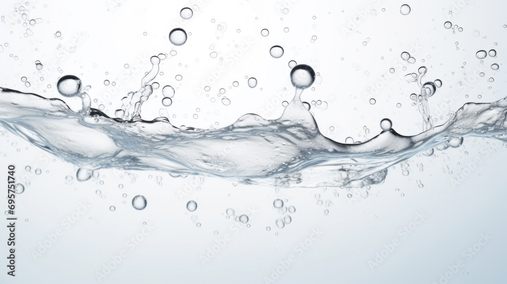 Closeup of water splash and tiny bubbles isolated on white background. Fresh water with bubbles. Closeup of water splash and tiny bubbles isolated on white background. Fresh water with bubbles.