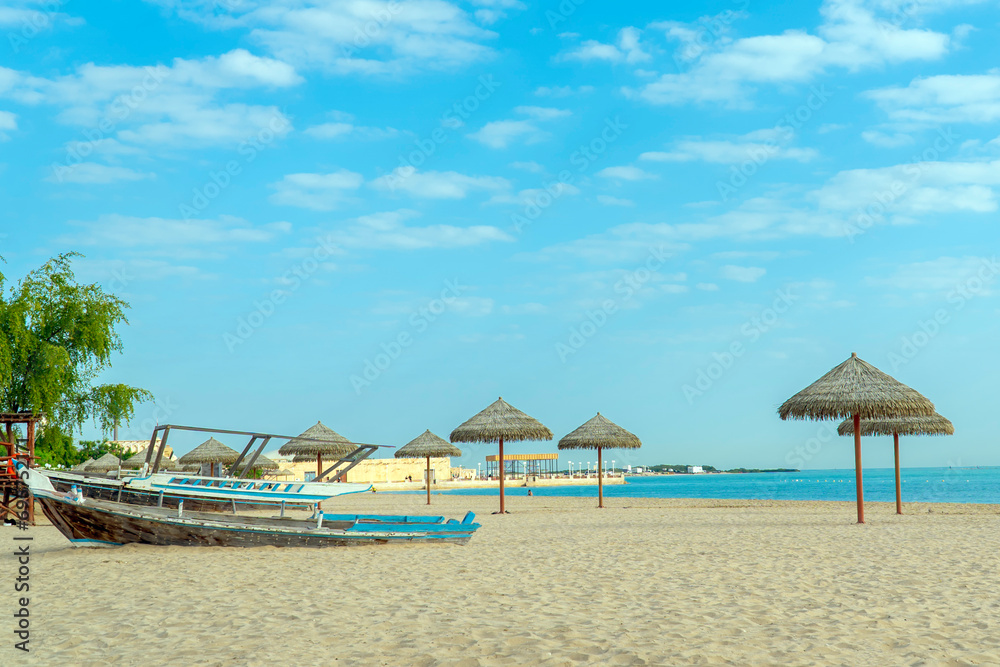 wakra, Qatar- December 17, 2023: Beautiful beaches in Qatar. Al wakrah beach wakra souq 
Doha Qatar