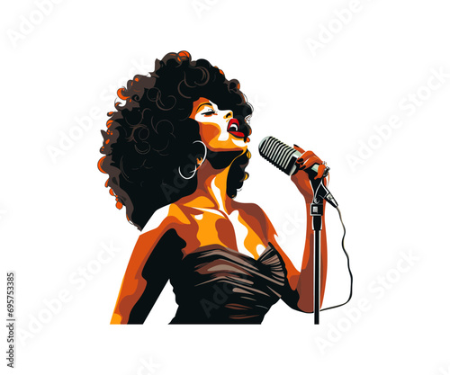 Afro american jazz singer. Vector illustration design.