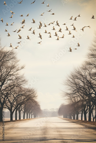 Artistic rendering of a peaceful Martin Luther King Jr. Day march with doves and an inspirational quote photo