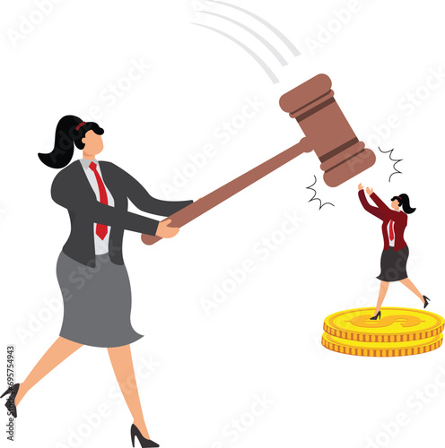 Businesswoman, Destruction, Punishment, Gavel, Domination, Legal System, Breaking,