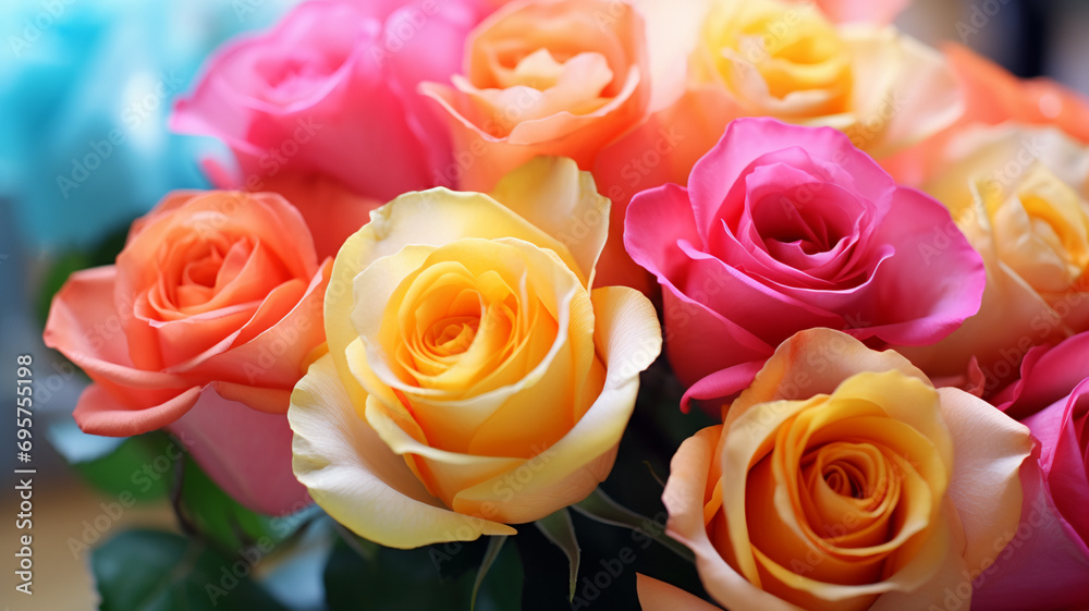 A vibrant bouquet of blooming roses, AI Generative.