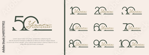 set of anniversary logo black color on white background for celebration moment