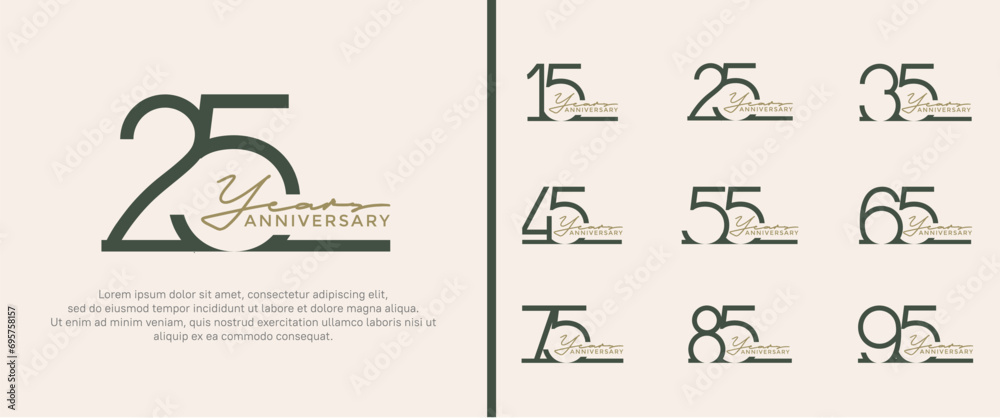 set of anniversary logo black color on white background for celebration ...