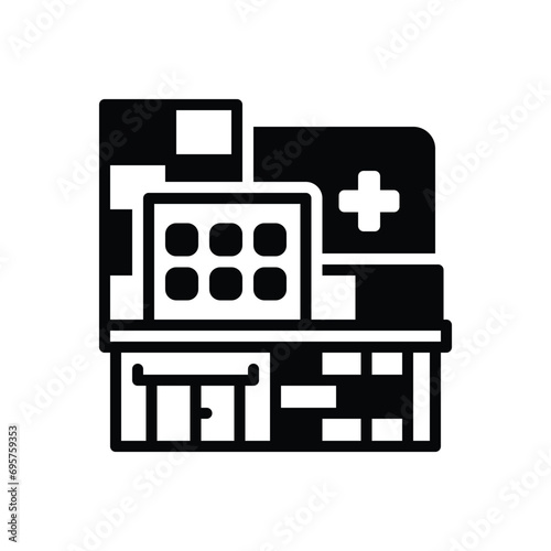 Black solid icon for hospital