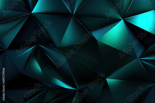 Abstract background with dark blue, green, and cyan geometric shapes