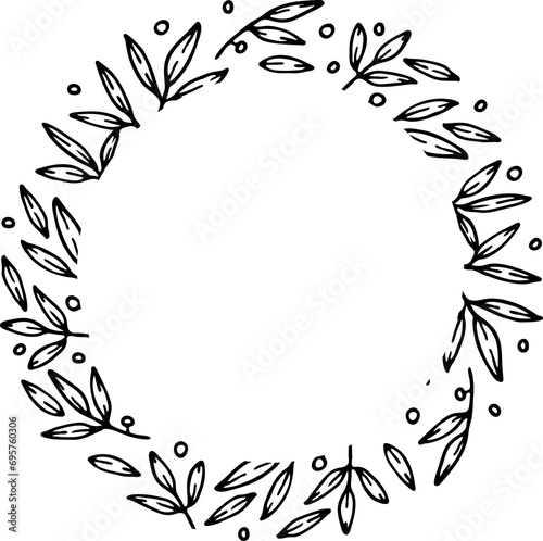 Leaves Plant Round Wreaths Element