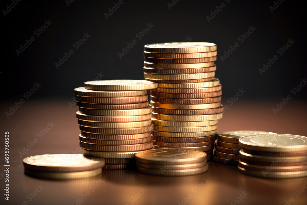 Abstract stack of coins, dark background. Abstract stack of coins, dark background.