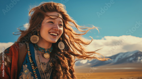 Mongolian girl smile. photo