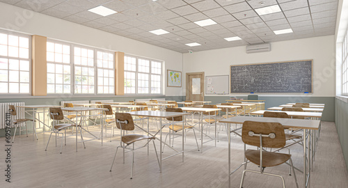  traditional school classroom 3d render