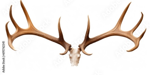 A close-up view of a deer skull with antlers. Can be used for educational purposes or in artistic projects