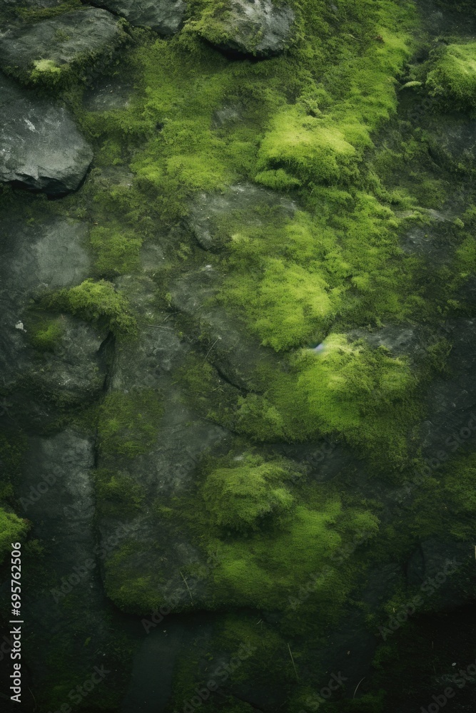 A person standing on a rock covered in green moss. Perfect for nature and outdoor-themed projects