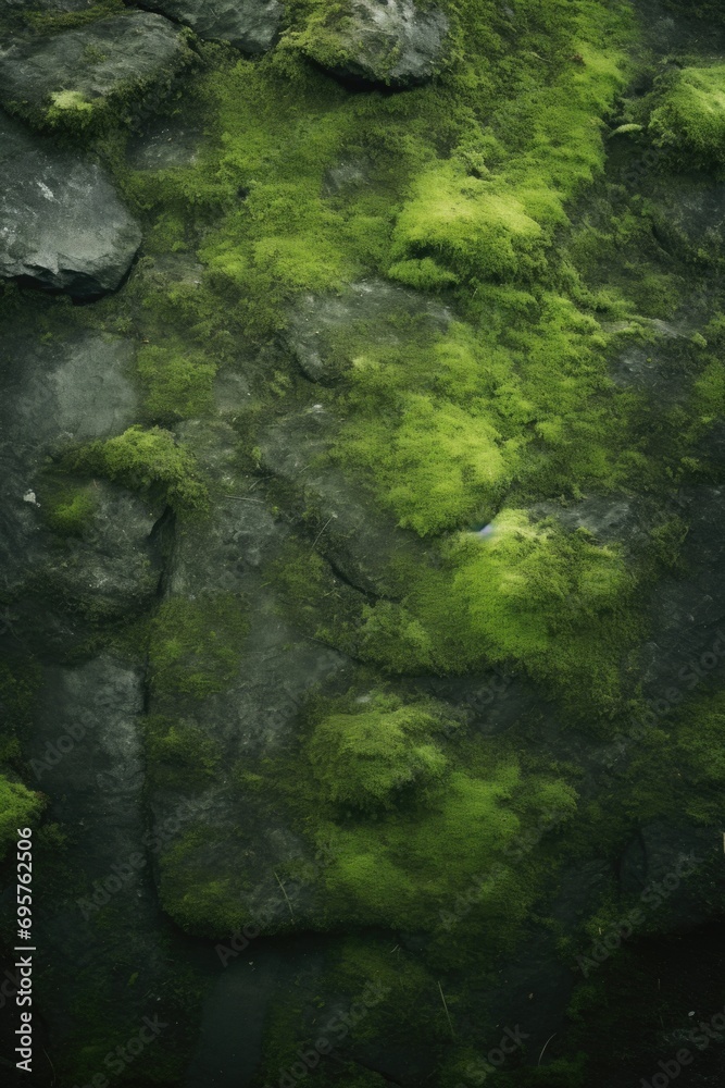 A person standing on a rock covered in green moss. Perfect for nature and outdoor-themed projects A person standing on a rock covered in green moss. Perfect for nature and outdoor-themed projects