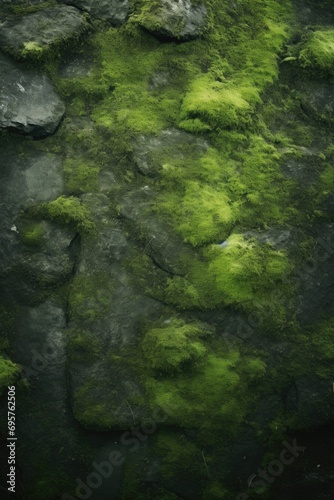A person standing on a rock covered in green moss. Perfect for nature and outdoor-themed projects