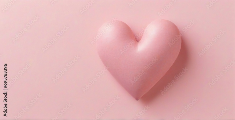 Pink silk heart on a pink background The concept of minimalism Place for text Pastel colors 
