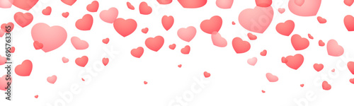 Falling confetti of red hearts on a transparent background, png and eps