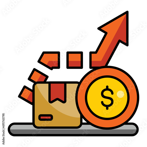 orange arrow, money, box, business growth clip art preview