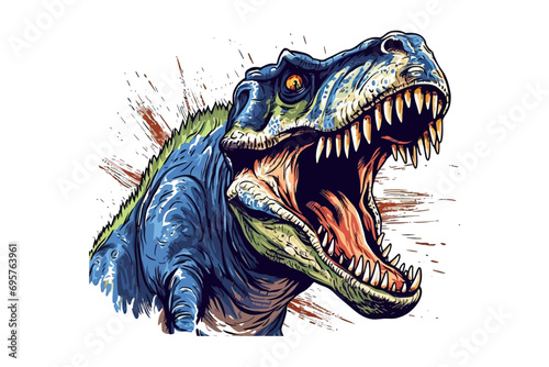 Hand dawn roaring dinosaur. Vector illustration design.