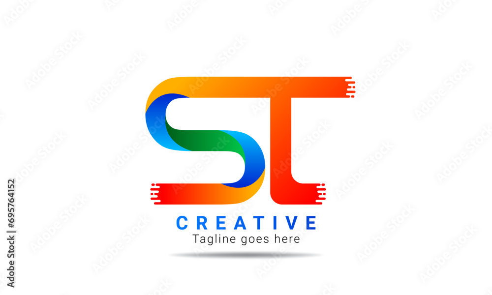 Creative ST initial colorful logo design and template. Professional ST letter logo design brand identity Creative ST initial colorful logo design and template. Professional ST letter logo design brand identity