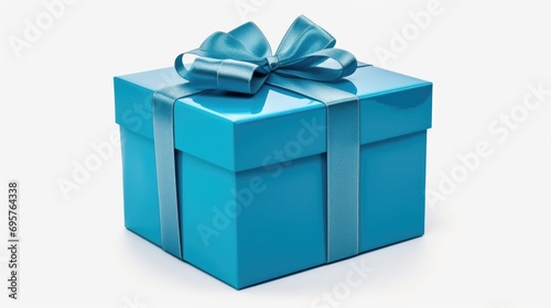A blue gift box with a silver bow. Perfect for birthdays, holidays, or special occasions