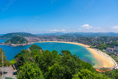 The beaches of the city of San Sebastian from Mount Igeldo, Gipuzkoa photo