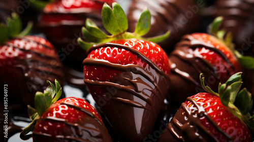 Close up of strawberries dipped in chocolate