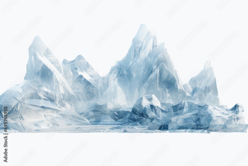 A group of icebergs floating in the water. This image can be used to depict the beauty and serenity of nature