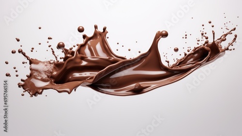 A visually appealing image of a chocolate splash on a clean white surface. Perfect for food-related projects and advertisements