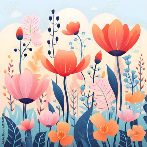 Colorful Floral Aesthetics  Visual Beauty of Nature and Art created with the help of artificial intelligence
