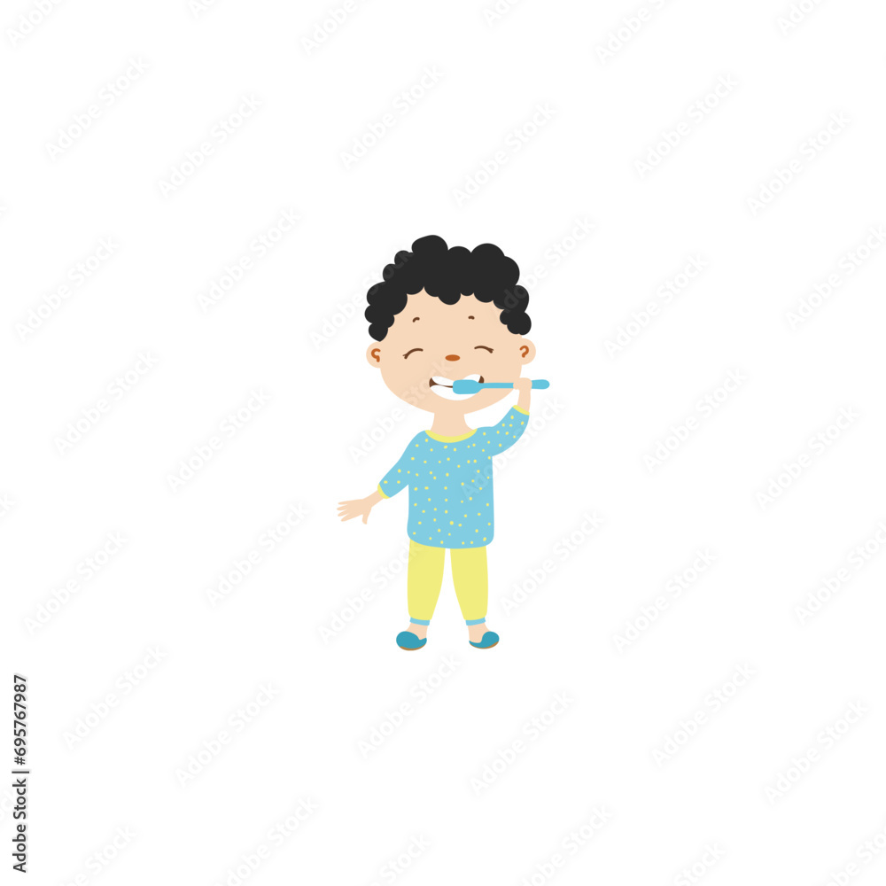 set of little boy playing vector poses game