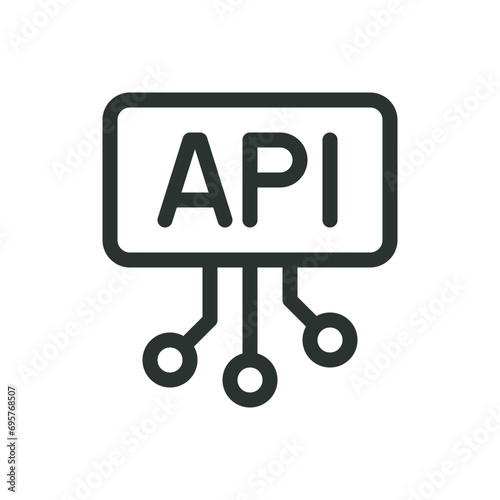 Cloud API isolated icon, api application interface vector icon with editable stroke