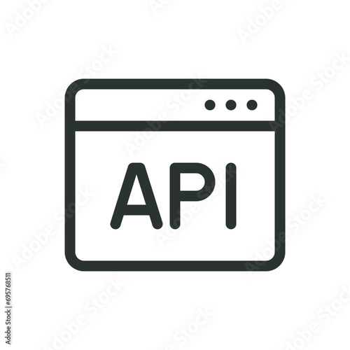 API code isolated icon, API service vector icon with editable stroke