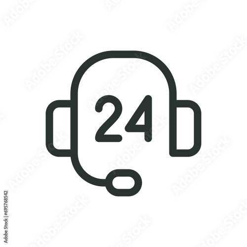 24 7 technical support isolated icon, phone support vector icon with editable stroke